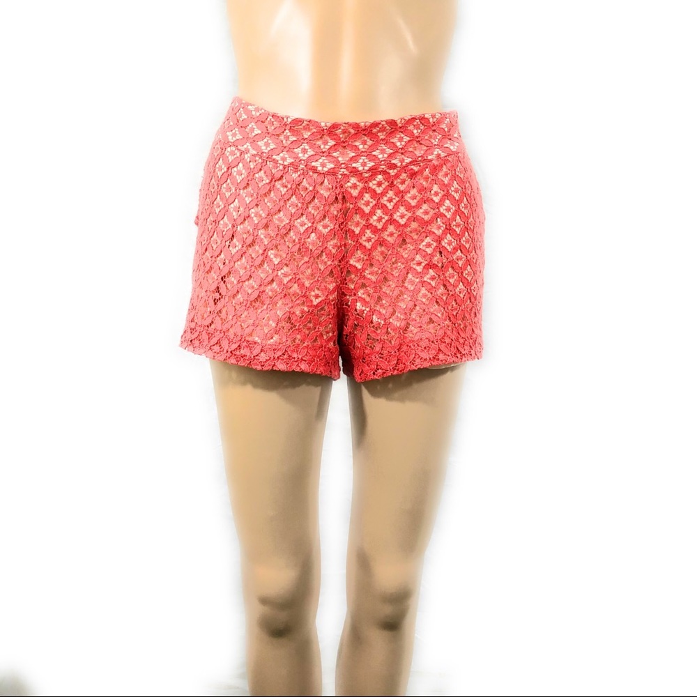 Kensie Shorts Sz 8 Coral Nude Lace Hot Pants
